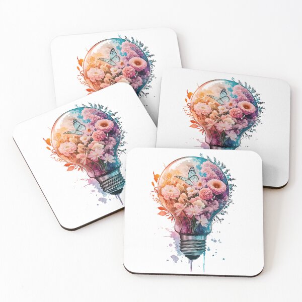 Item preview, Floral Electricity - Watercolor with flowers and a butterfly enclosed in a light bulb designed and sold by BajoTShop.