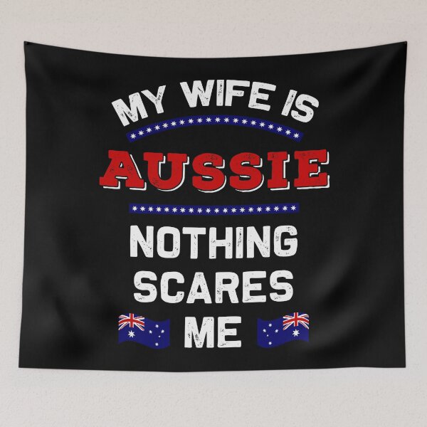 Item preview, My Wife is Aussie Down Under Monarchy Australian Roots Flag designed and sold by Blok45.