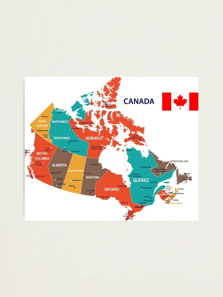 Canada map and flag Photographic Print