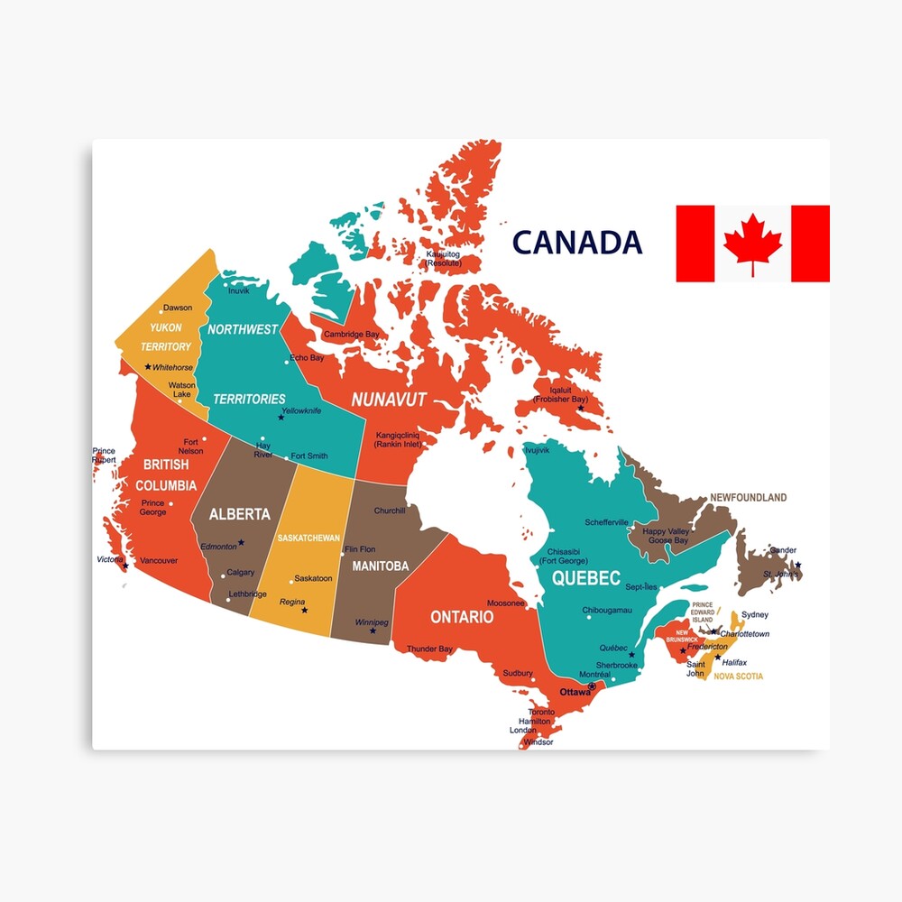 Canada map and flag Photographic Print