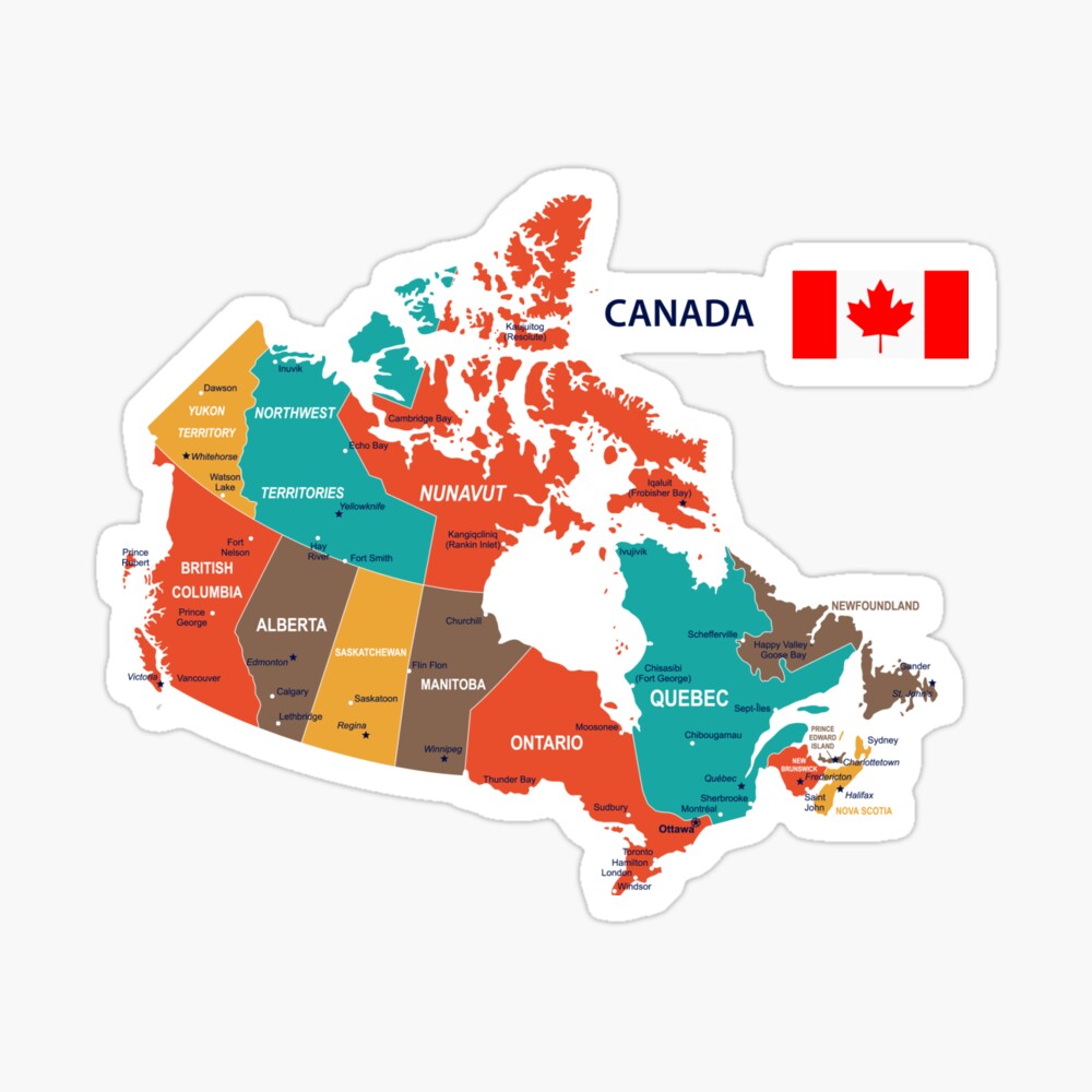 Canada map and flag Photographic Print