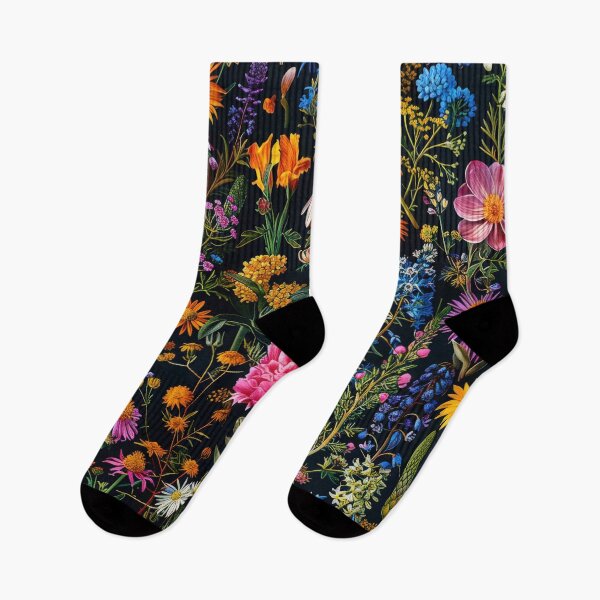 Item preview, Colorful Wildflowers on Black Background designed and sold by brandway.