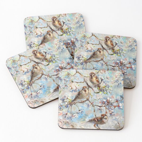 Item preview, Sparrows on a flowering branch. A picture of tenderness. designed and sold by Elena Reutova.