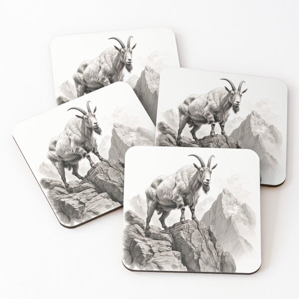 Item preview, Black and White Mountain Goat pencil drawing designed and sold by Pencil-Art.