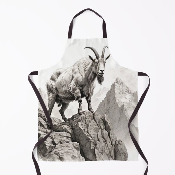Item preview, Black and White Mountain Goat pencil drawing designed and sold by Pencil-Art.