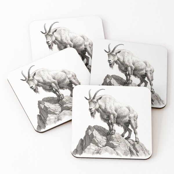 Item preview, Black and White Mountain Goat pencil drawing designed and sold by Pencil-Art.