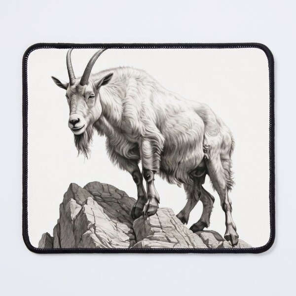 Item preview, Black and White Mountain Goat pencil drawing designed and sold by Pencil-Art.