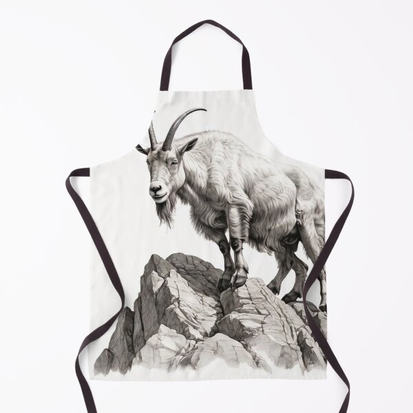 Item preview, Black and White Mountain Goat pencil drawing designed and sold by Pencil-Art.