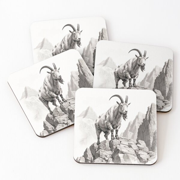 Item preview, Black and White Mountain Goat pencil drawing designed and sold by Pencil-Art.
