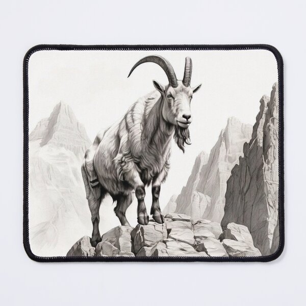 Item preview, Black and White Mountain Goat pencil drawing designed and sold by Pencil-Art.