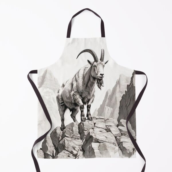 Item preview, Black and White Mountain Goat pencil drawing designed and sold by Pencil-Art.