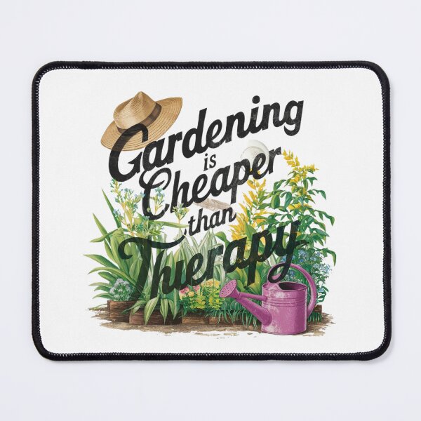Item preview, Gardening is Cheaper Than Therapy - Vintage Garden Scene Illustration designed and sold by deluxedigital1.
