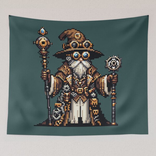 Item preview, Pixel Wizard: Retro Steampunk Mage designed and sold by ScroggMcGoose.