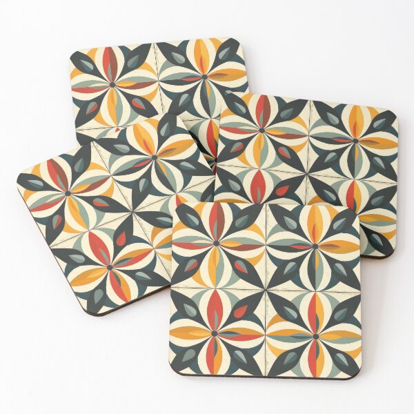 Item preview, Geometric Tile Pattern With Floral Motifs designed and sold by brandway.