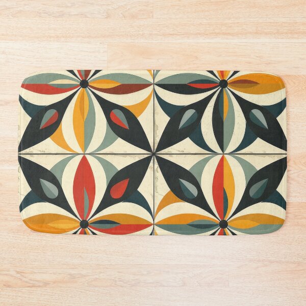 Item preview, Geometric Tile Pattern With Floral Motifs designed and sold by brandway.