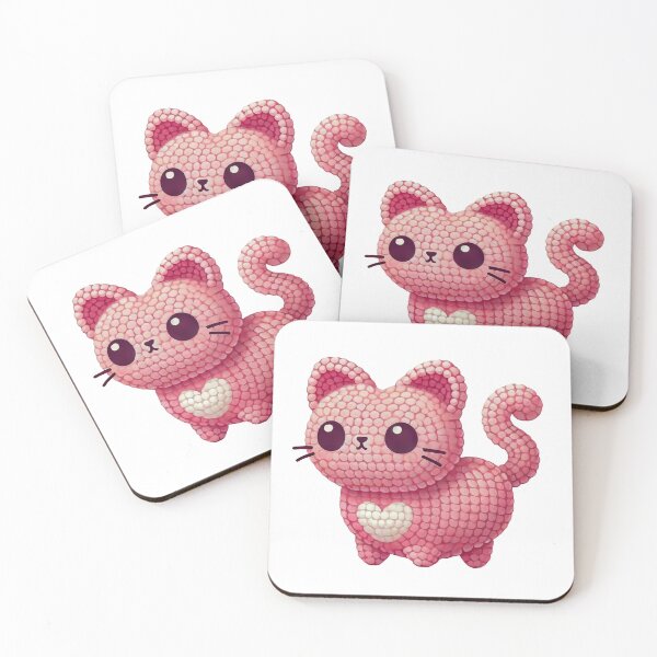 Item preview, Adorable Pink Crochet Cat with Heart Illustration designed and sold by Simplystik.