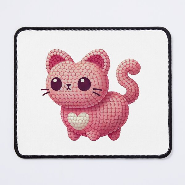 Item preview, Adorable Pink Crochet Cat with Heart Illustration designed and sold by Simplystik.