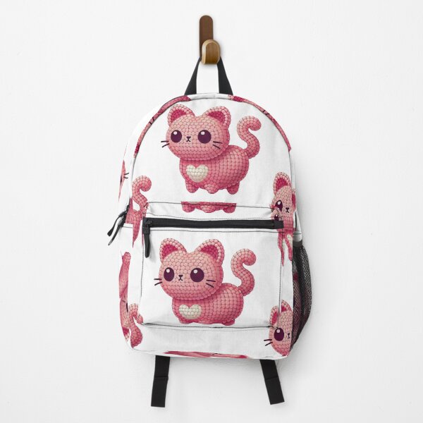 Item preview, Adorable Pink Crochet Cat with Heart Illustration designed and sold by Simplystik.