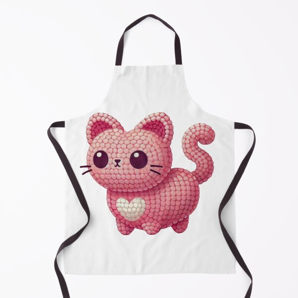 Item preview, Adorable Pink Crochet Cat with Heart Illustration designed and sold by Simplystik.
