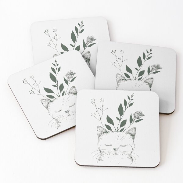Item preview, Black cat with leaves on head sleeping peacefully designed and sold by mando24895.