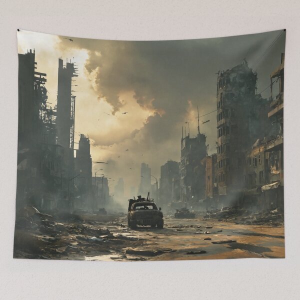 Item preview, post-apocalypse, fallout, game, destruction, landscape designed and sold by DonnaBlankaArt.
