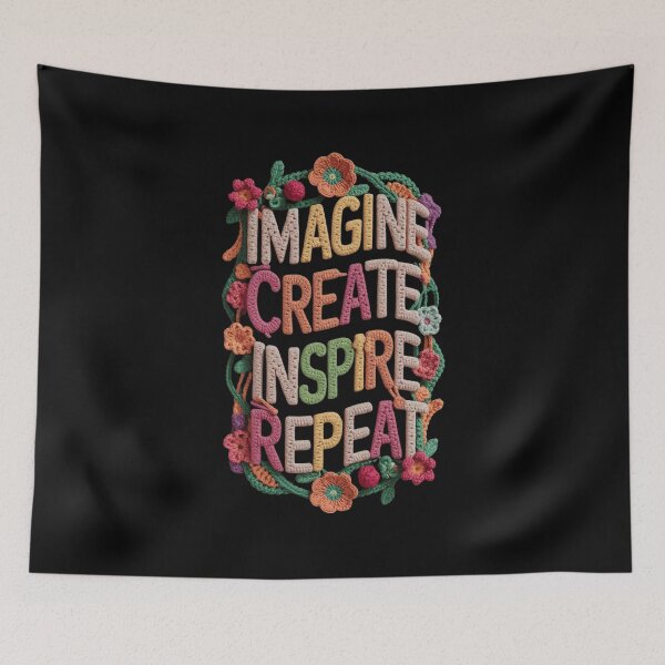 Item preview, Colorful Crochet Typography Art designed and sold by OLIHESSEL.