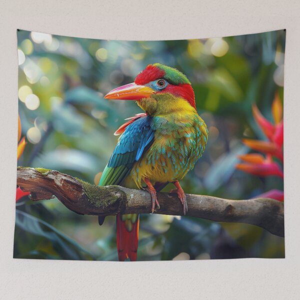 Item preview, Colorful Tropical Bird on Branch designed and sold by ricecakeinc.