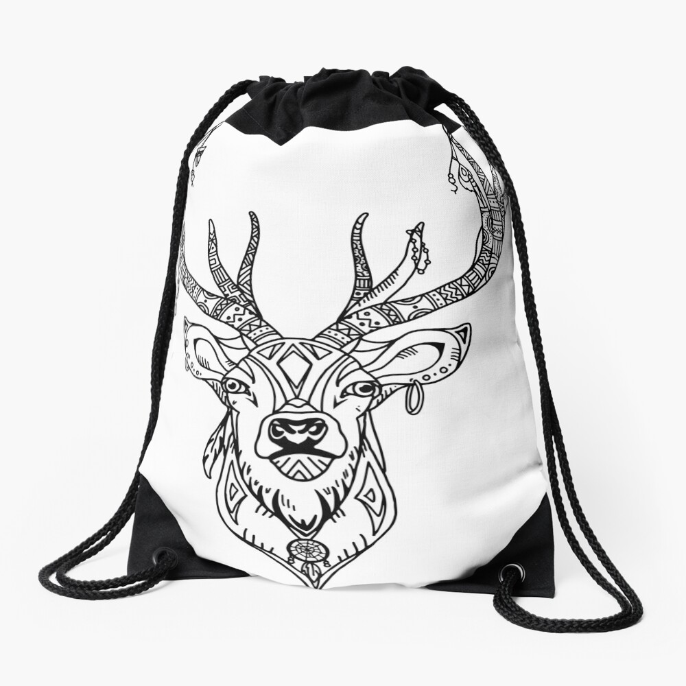 Canvas purse Antler,Bohemian Deer Head Skull,Pouches Gifts with Zip and Liner