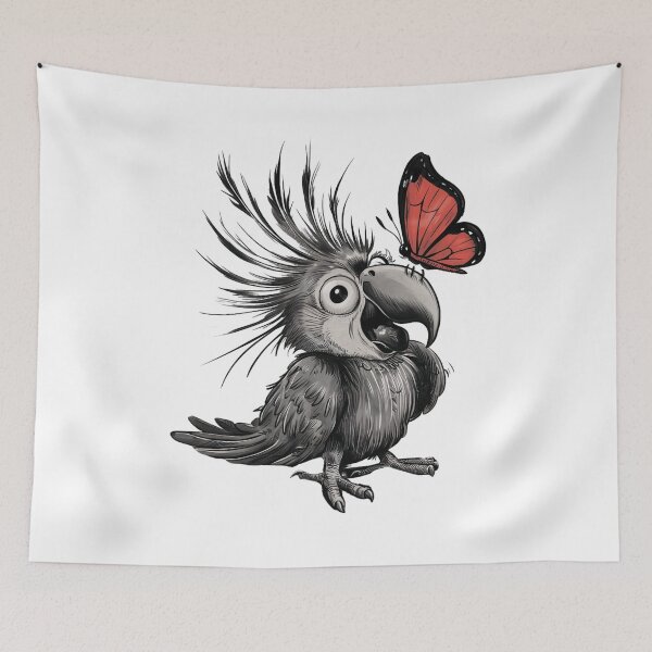 Item preview, Funny parrot with a butterfly designed and sold by MagelliShop.