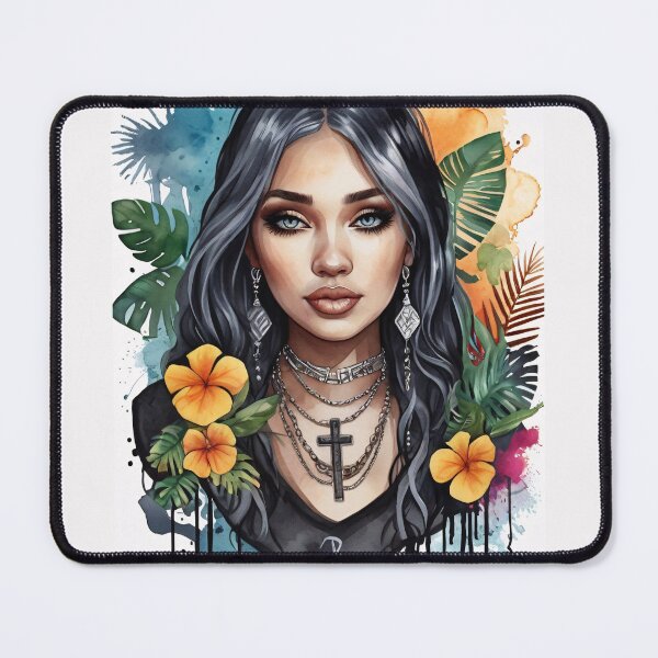 Item preview, Latin American Girl Summer with Tropical Flowers designed and sold by MadnessEnvelope.