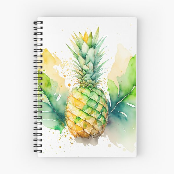 Item preview, Watercolor pineapple with lush green leaves and vivid splashes designed and sold by homydesign.