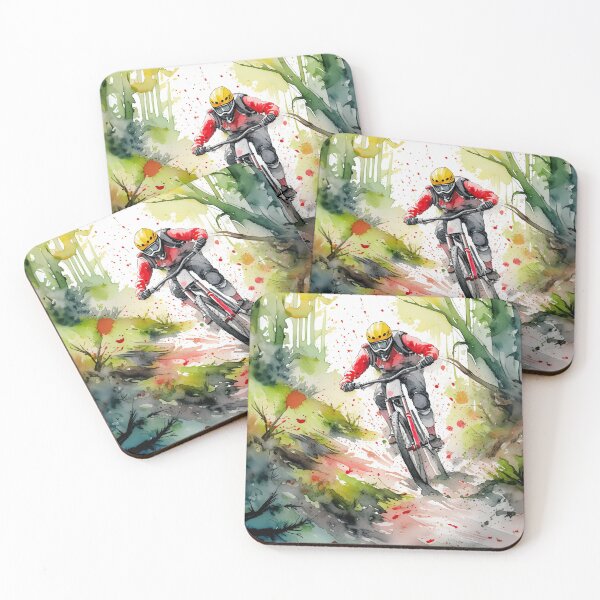Item preview, A cyclist powers through a vibrant forest, colors blur in motion, capturing the essence of speed and agility designed and sold by homydesign.