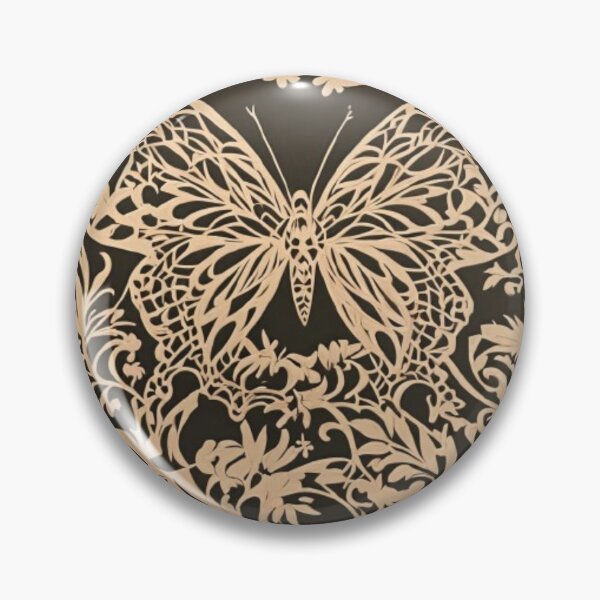 Item preview, Black and Beige Butterfly with intricate details designed and sold by EmeraldCauldren.