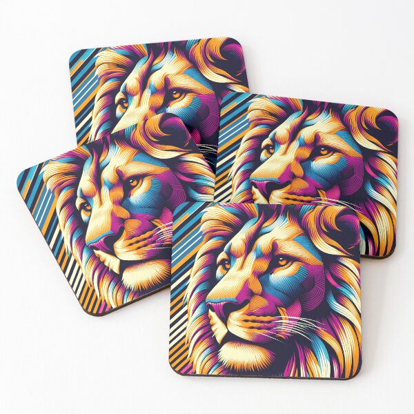 Item preview, Regal Spectrum: Vibrant Lion Pop Art Portrait designed and sold by Vitalka-uk.
