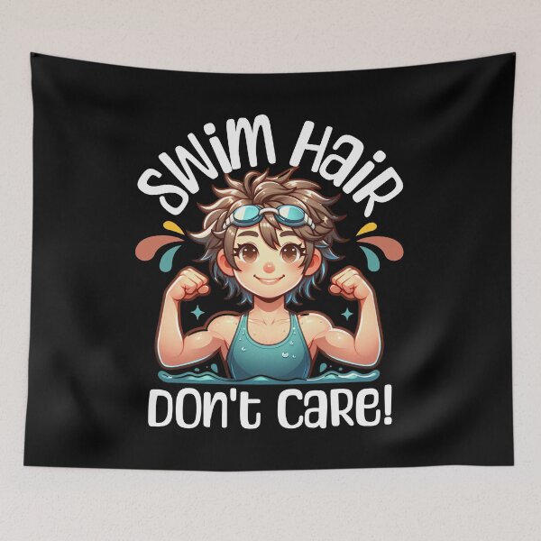 Item preview, Swim hair, don't care - girl swimmer designed and sold by EvergreenWhimsy.