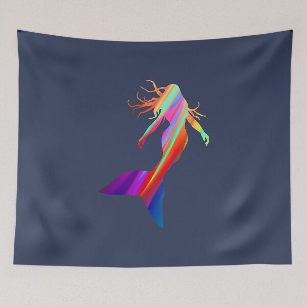 Item preview, Cool Mermaid Silhouette in Colorful Diagonal Stripes 1 of 4 designed and sold by Beachy.