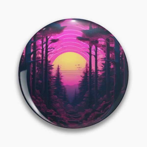 Item preview, Synthwave Forest in Neon colors  designed and sold by EmeraldCauldren.
