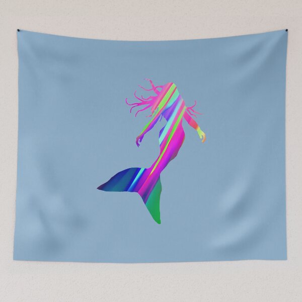 Item preview, Cool Mermaid Silhouette in Colorful Diagonal Stripes 2 of 4 designed and sold by Beachy.