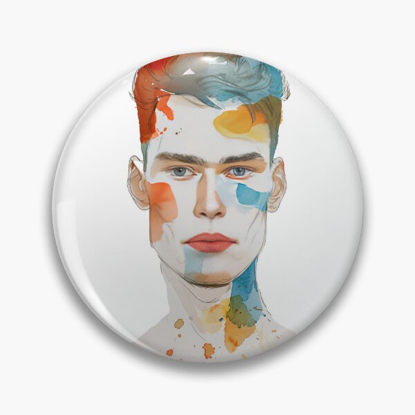 Item preview, Colorful Watercolor Male Portrait designed and sold by DepartToArt.