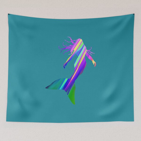 Item preview, Cool Mermaid Silhouette in Colorful Diagonal Stripes 3 of 4 designed and sold by Beachy.