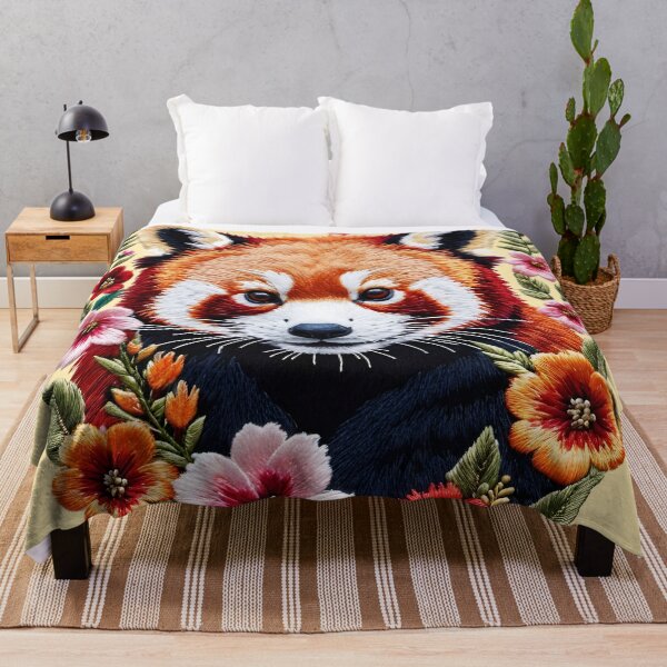 Item preview, red panda embroidery designed and sold by aliraweb.