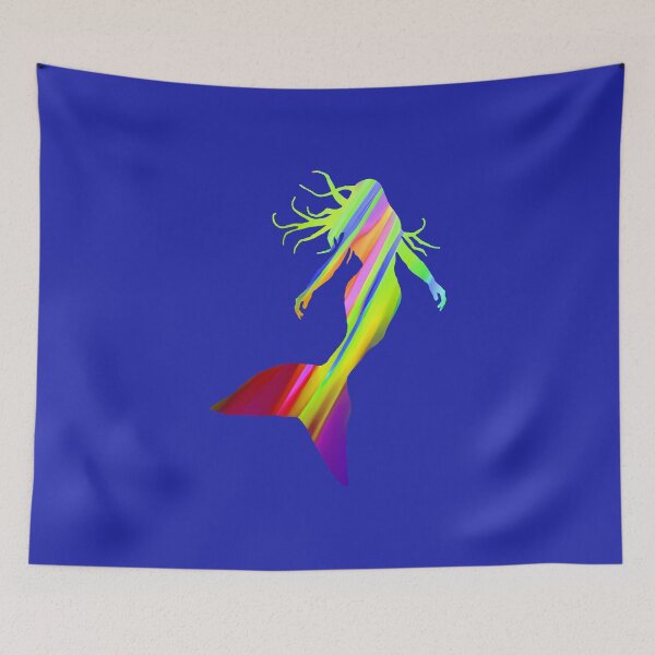 Item preview, Cool Mermaid Silhouette in Colorful Diagonal Stripes 4 of 4 designed and sold by Beachy.
