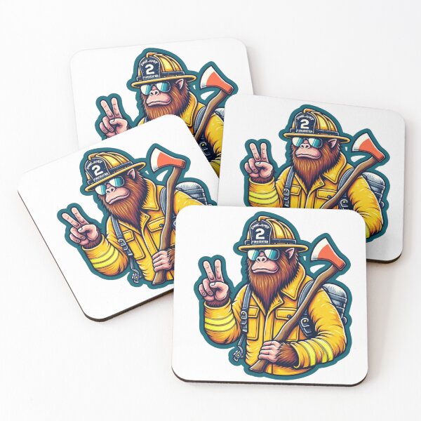Item preview, Bigfoot as a Wildland firefighter in bunker gear giving the peace sign designed and sold by BrinaandPops.
