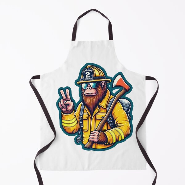 Item preview, Bigfoot as a Wildland firefighter in bunker gear giving the peace sign designed and sold by BrinaandPops.