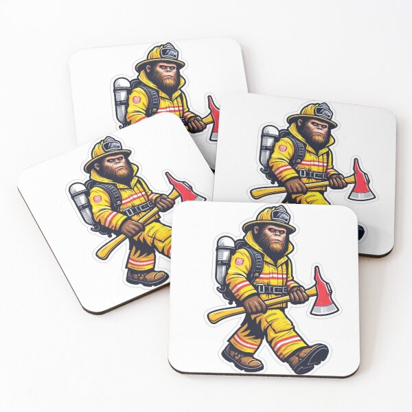 Item preview, Bigfoot as a Wildland firefighter in bunker gear with an ax designed and sold by BrinaandPops.