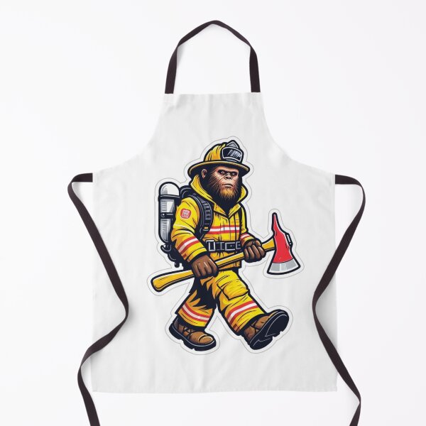 Item preview, Bigfoot as a Wildland firefighter in bunker gear with an ax designed and sold by BrinaandPops.