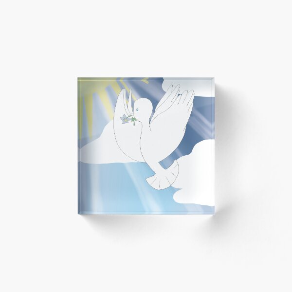 Item preview, White Dove holding Blue Flower designed and sold by ZingyRing.