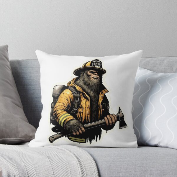 Item preview, Bigfoot as a  rugged Wildland firefighter in bunker gear with an ax designed and sold by BrinaandPops.