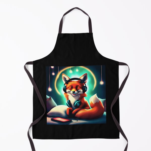 Item preview, Smiling fox with headphones on pillow designed and sold by ColorfulCreate.