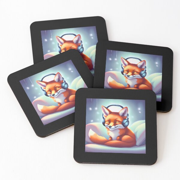 Item preview, Smiling fox with headphones on pillow designed and sold by ColorfulCreate.